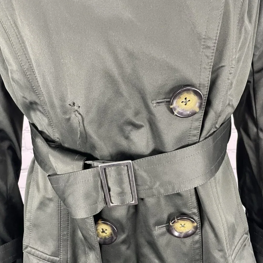 Michael Kors Green Belted Removable Lining Insulated Trench Pea Coat Small S